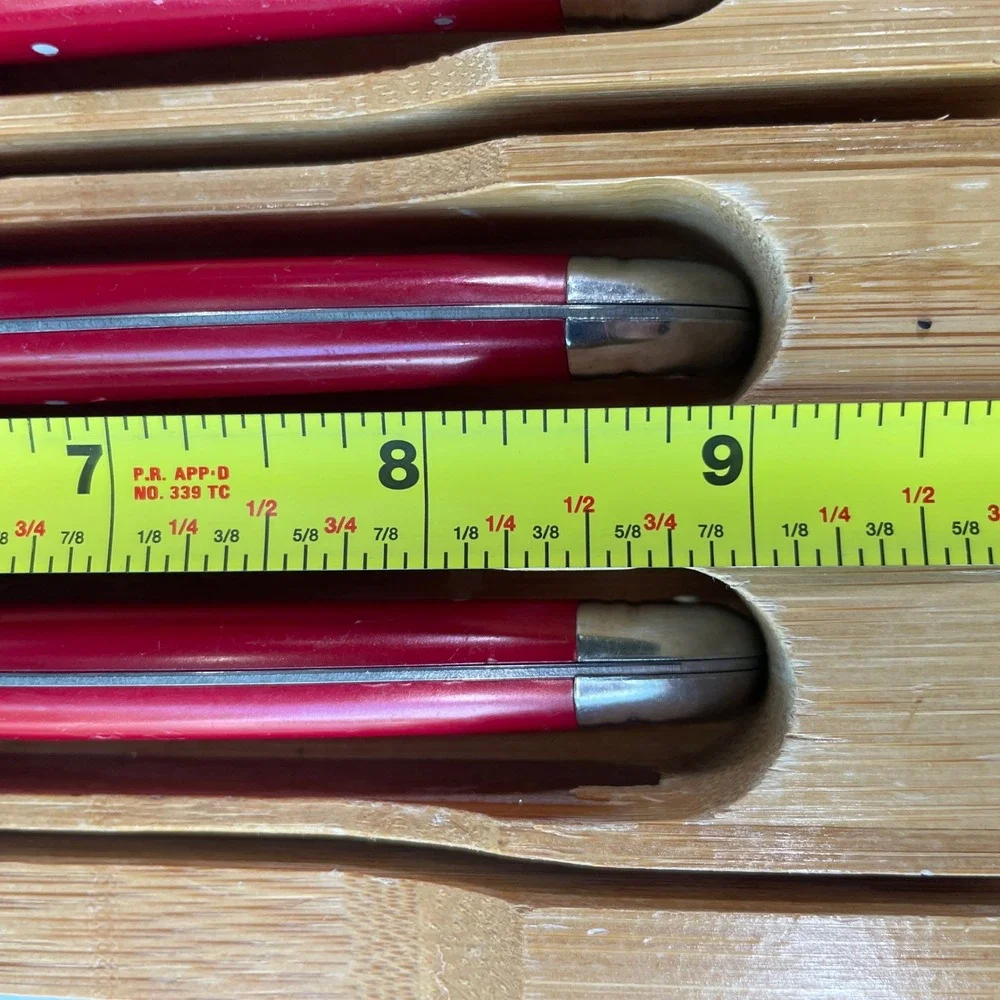 Laguiole Jean Dubost Steak Knife Set 6 Piece Red Handles French Stainless Steel